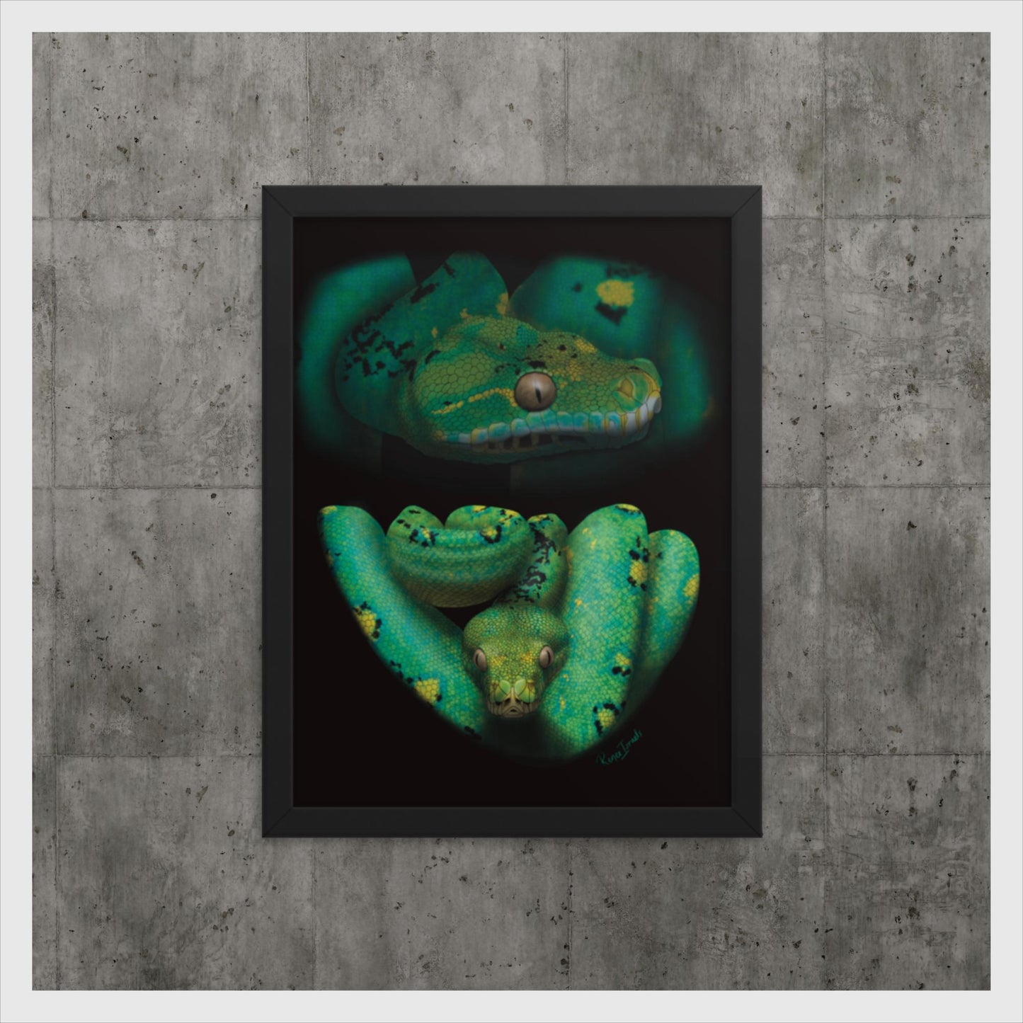 Green Tree Python Retro Portrait Series Framed poster