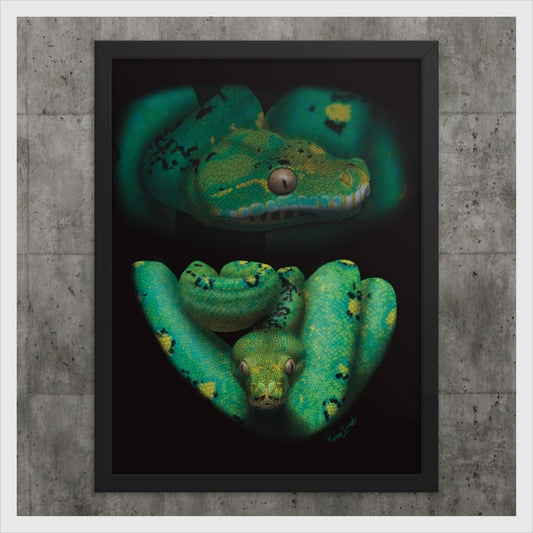 Green Tree Python Retro Portrait Series Framed poster