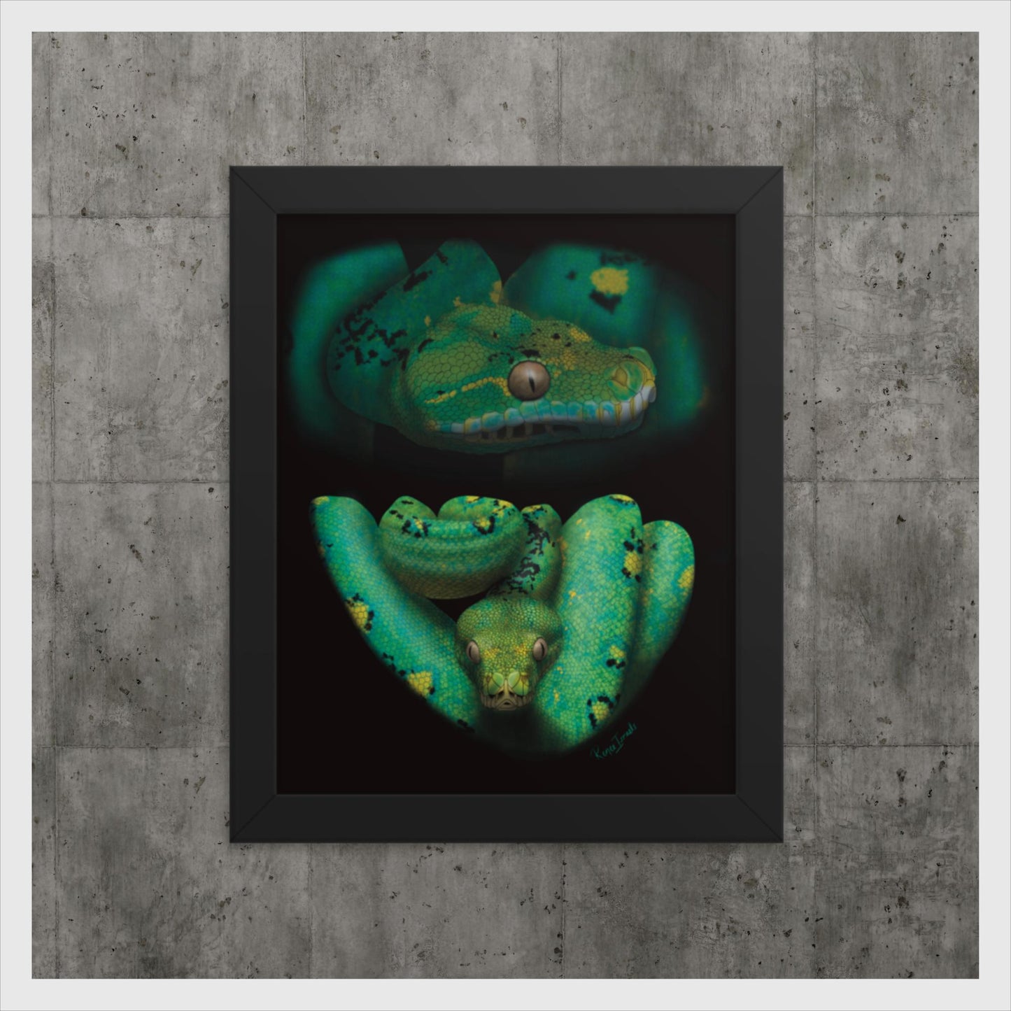 Green Tree Python Retro Portrait Series Framed poster