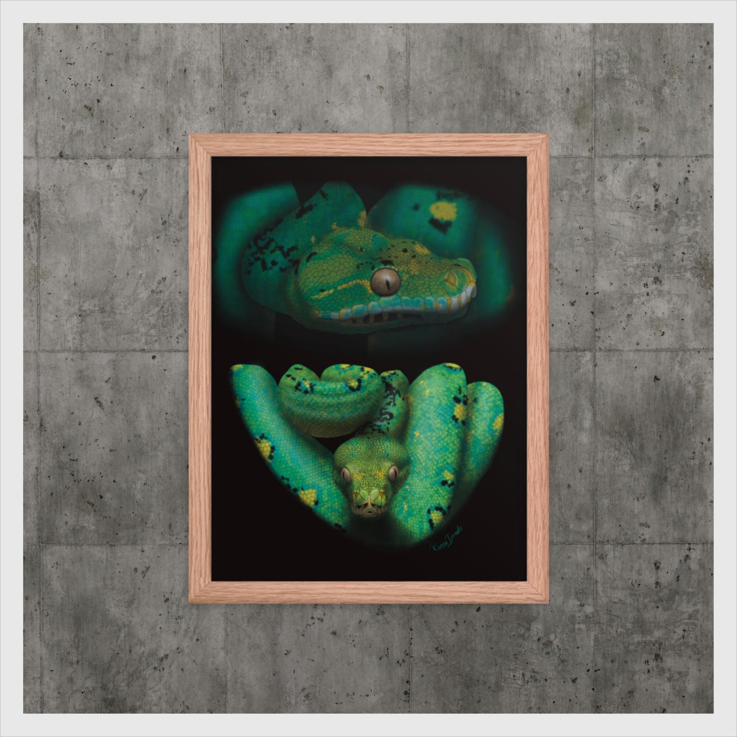 Green Tree Python Retro Portrait Series Framed poster