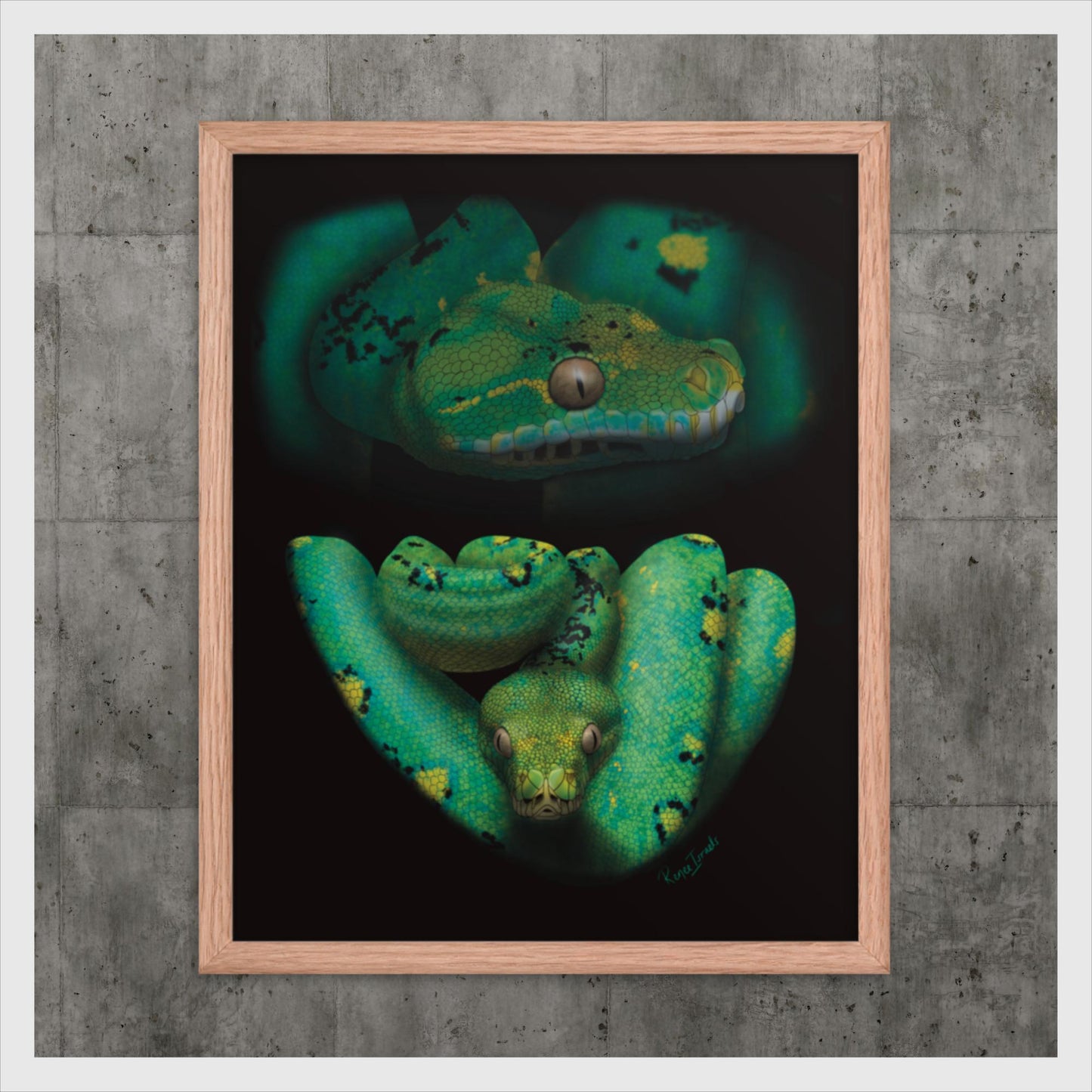 Green Tree Python Retro Portrait Series Framed poster