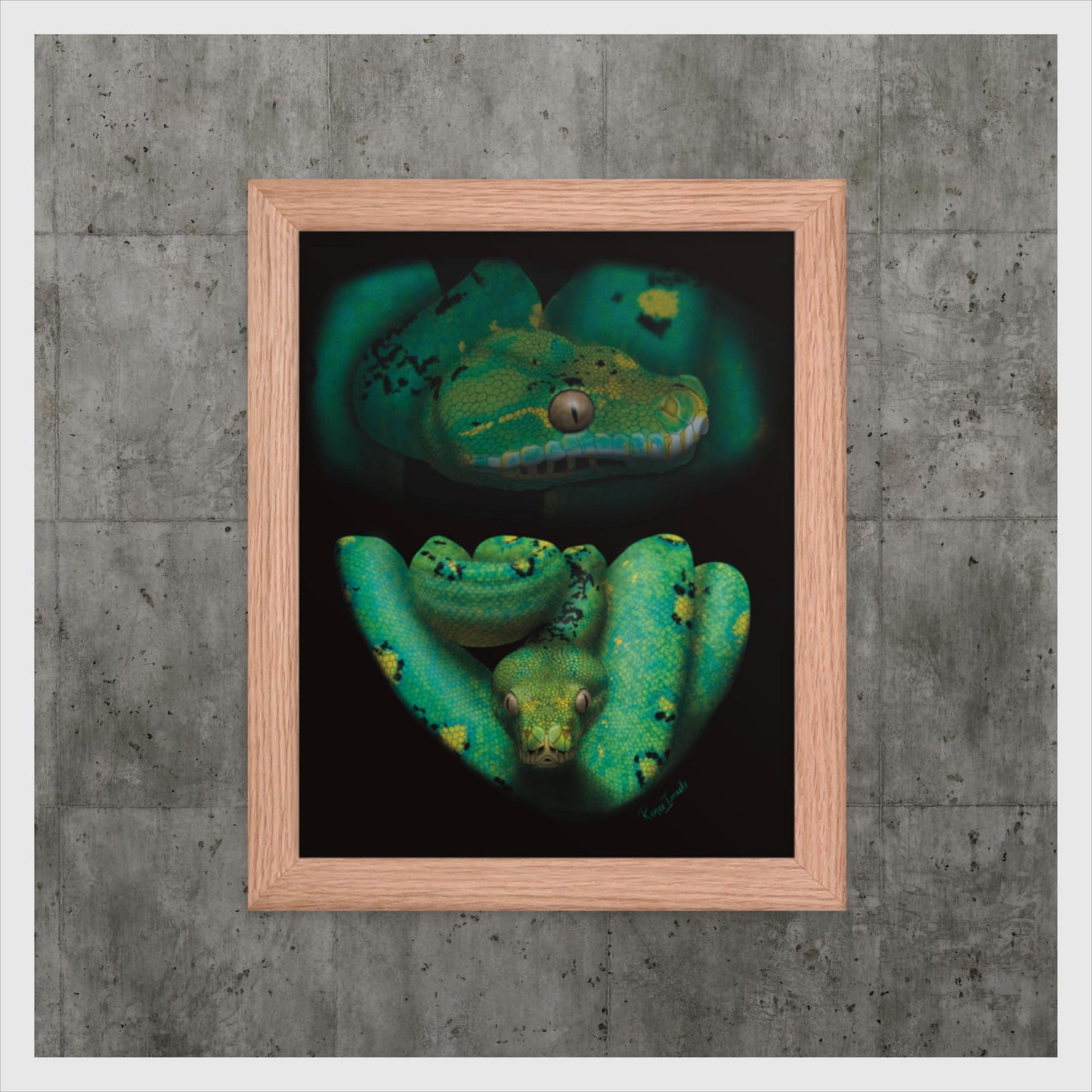 Green Tree Python Retro Portrait Series Framed poster