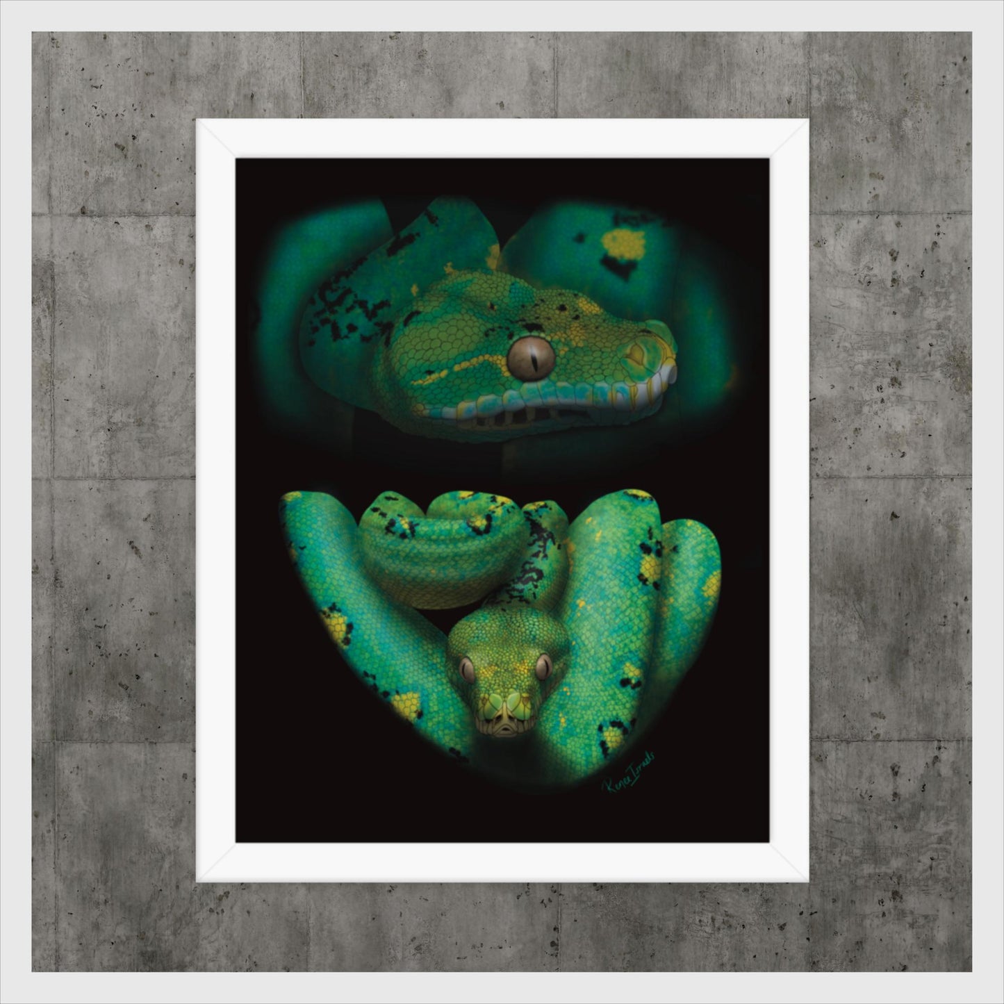 Green Tree Python Retro Portrait Series Framed poster