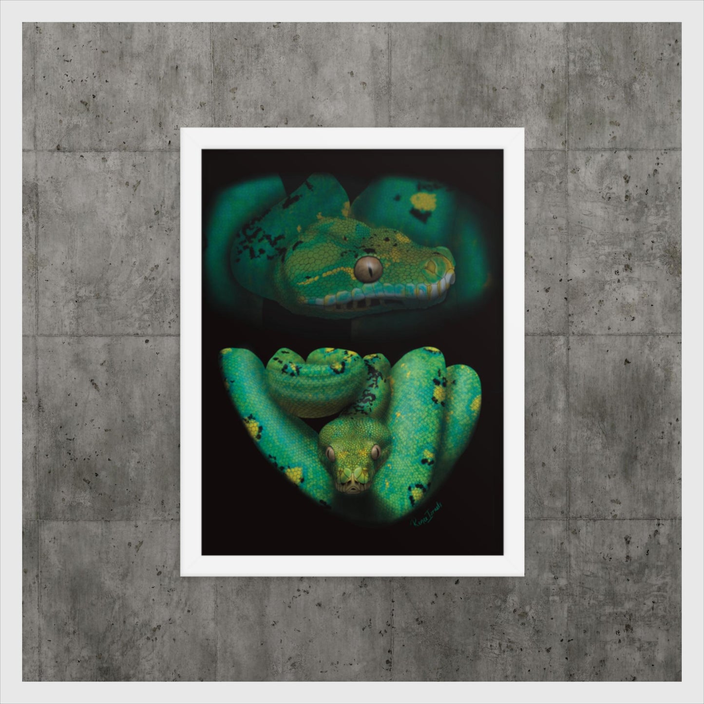 Green Tree Python Retro Portrait Series Framed poster