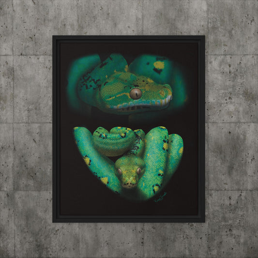 Green Tree Python Retro Portrait Series Framed canvas
