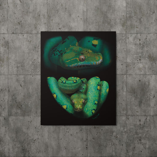 Green Tree Python Retro Portrait Series Metal prints